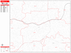 La Mesa Wall Map Zip Code Red Line Style 2024